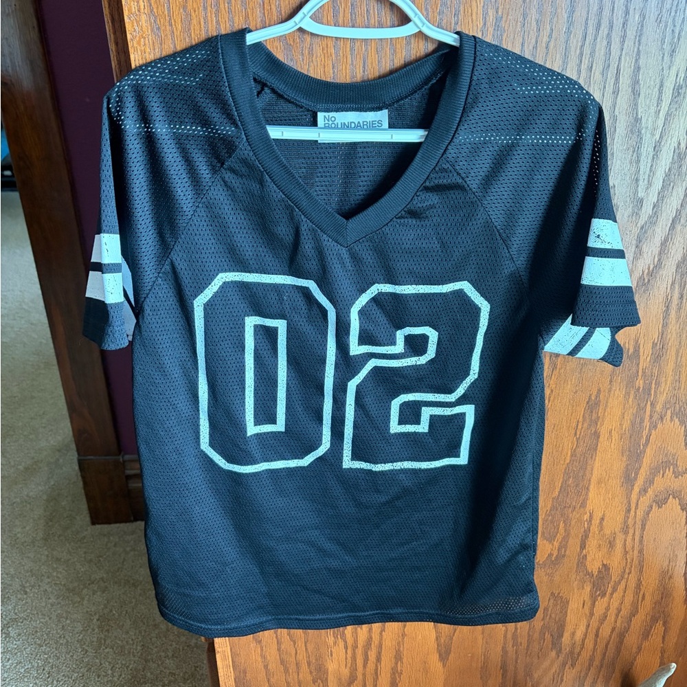 No Boundaries Black Mesh Athletic Jersey with White Accent